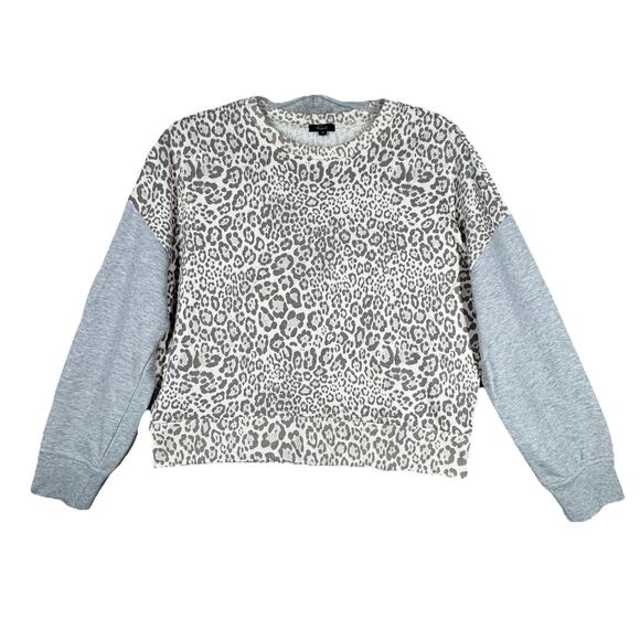 Rails Shirt Womens Medium Gray Cheetah Alice Sweatshirt Casual Basic Edgy Grunge - Picture 1 of 11
